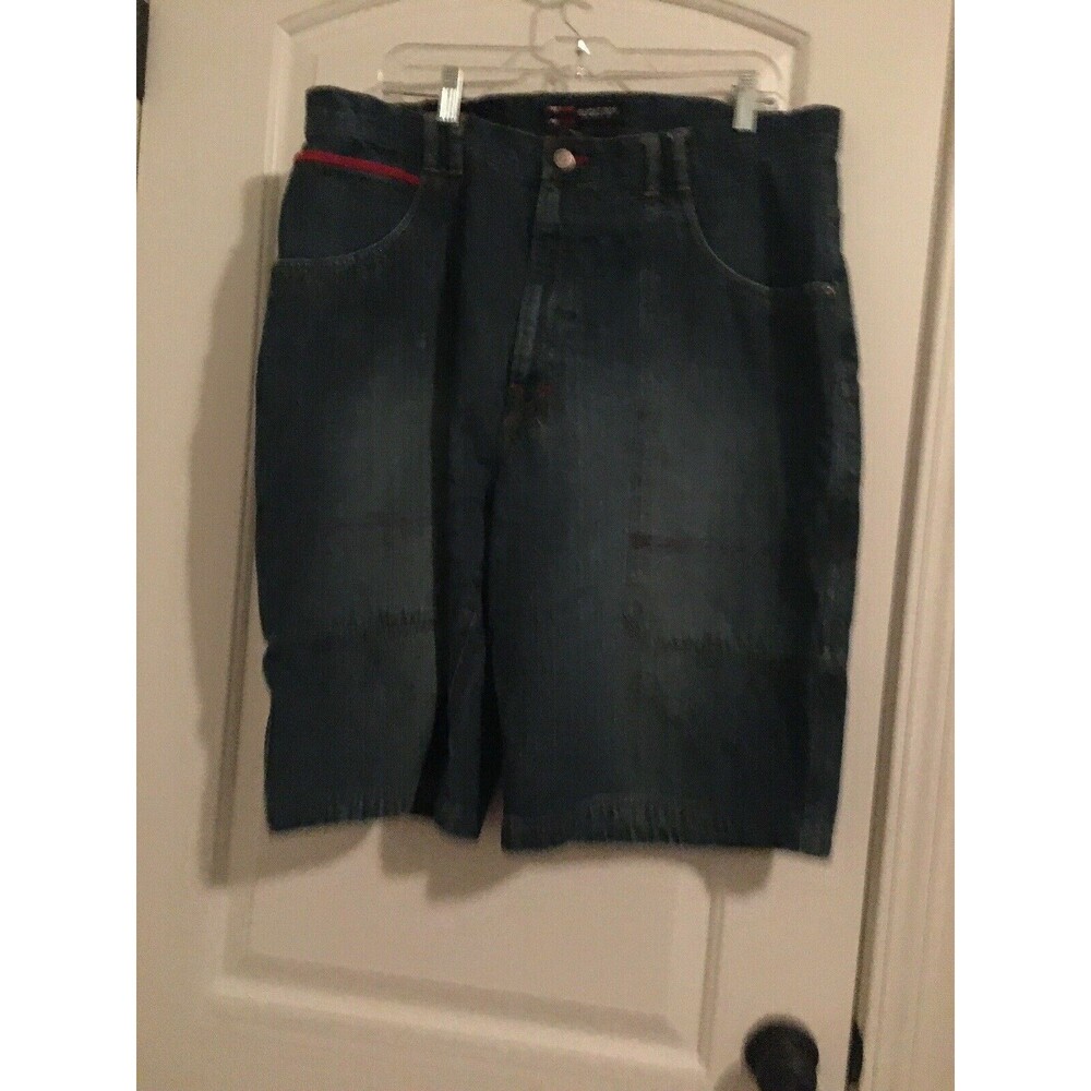 Bugle Boy Mens Jean Shorts Zip Pockets Size 40 Blue